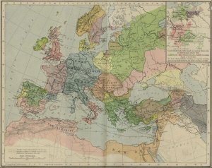 Европа и Средиземное море около 1190 Из Исторического Атласа Уильяма Р. Пастух (1926)